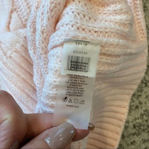 Vince Camuto Cable Stitch Elbow-Sleeve Mock Neck Drop Shoulder Knit Sweater NWT - Picture 8 of 9